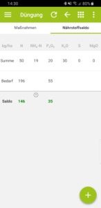 Nährstoffsaldo top farmplan App