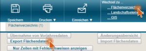 Elan Flächenverzeichnis Flächenantrag Export