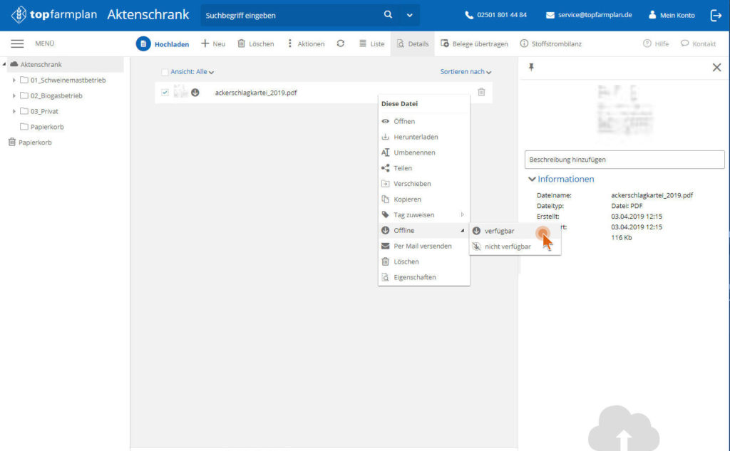 top farmplan Dokumente offline verfügbar machen