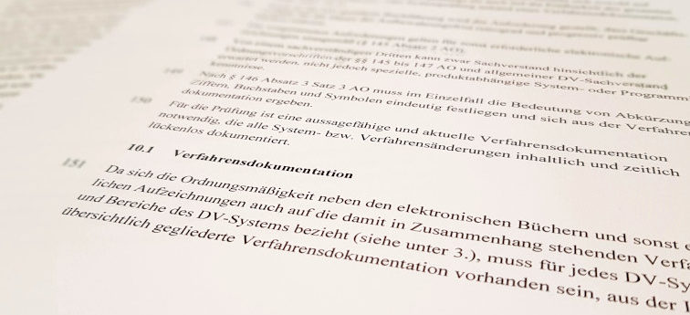 Verfahrensdokumentation GoBD Schriftstück