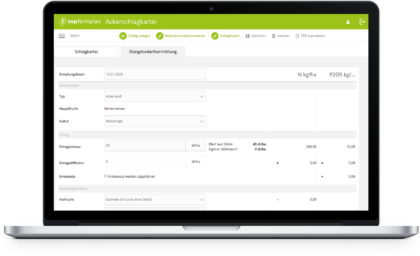 Ackerschlagkartei Düngebedarfsermittlung