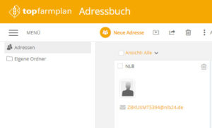 Adressen hinterlegen im top farmplan Adressbuch