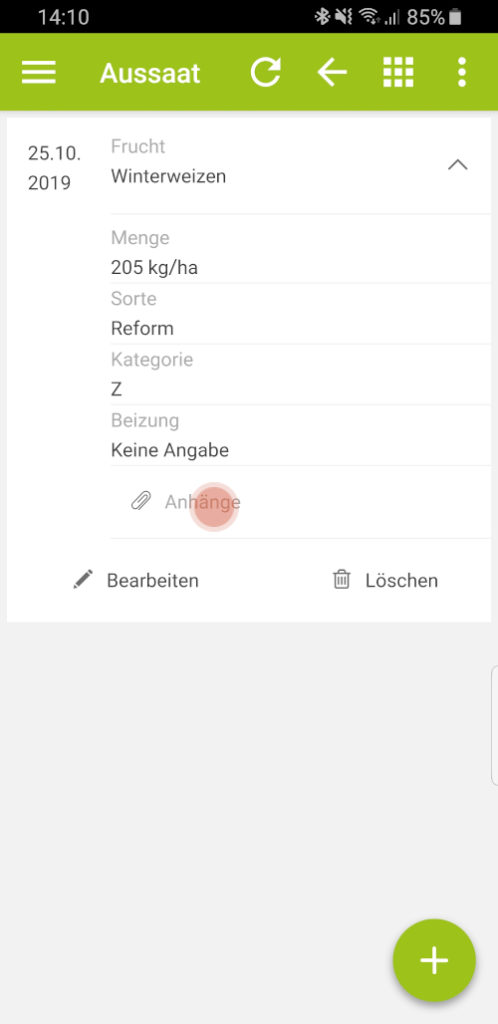 App-Ackerschlagkartei-dokument verknüpfen Maßnahme