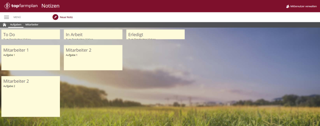 Notizen in top farmplan anlegen und als To-do Board benutzen