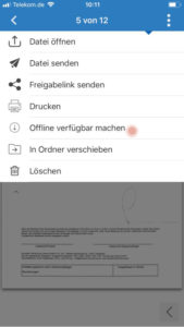 Dokument offline verfügbar machen im Aktenschrank