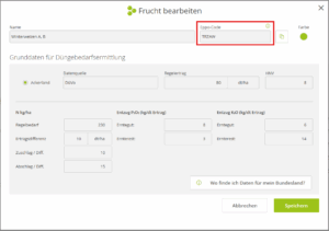Den EPPO-Code für den Pflanzenschutz in top farmplan eintragen
